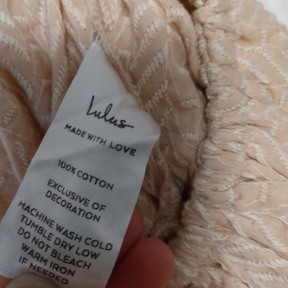 Lulu's NWT Abryelle Blush Pink Embroidered Tiered Ruffle Strapless Crop Top S - Picture 5 of 8